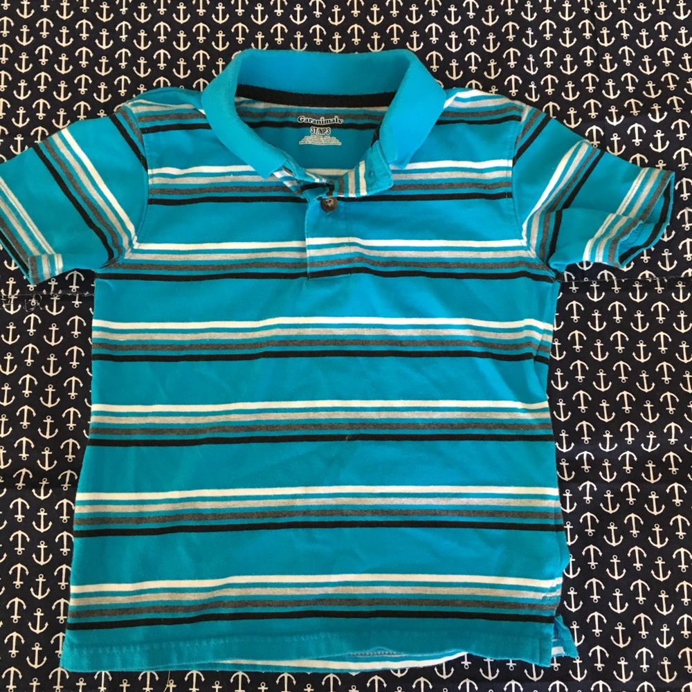 ⭐️ Blue Striped Short Sleeve Polo Shirt